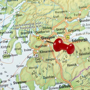 Scotland Map - Glasgow and SE Commercial Service Locations