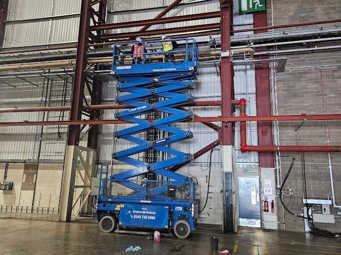 High Level Cleaning Boom Lift High Level Industrial Cleaning of large production studio in Edinburgh using a boom lift